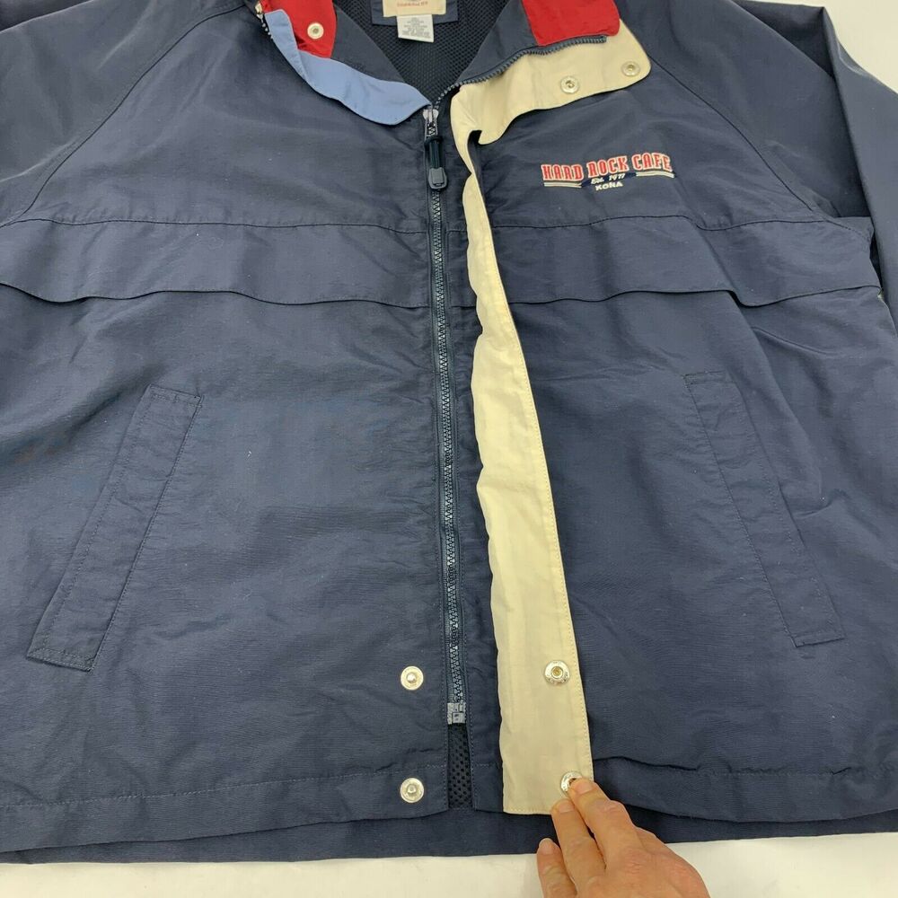 Vintage Hard Rock Cafe Kona Hawaii Windbreaker Mens XL Extra Large Navy Blue 90s - Picture 8 of 11